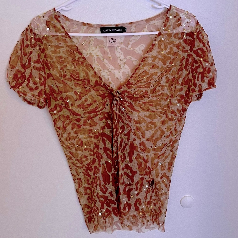 AntiK-Batik mesh and sequin top.